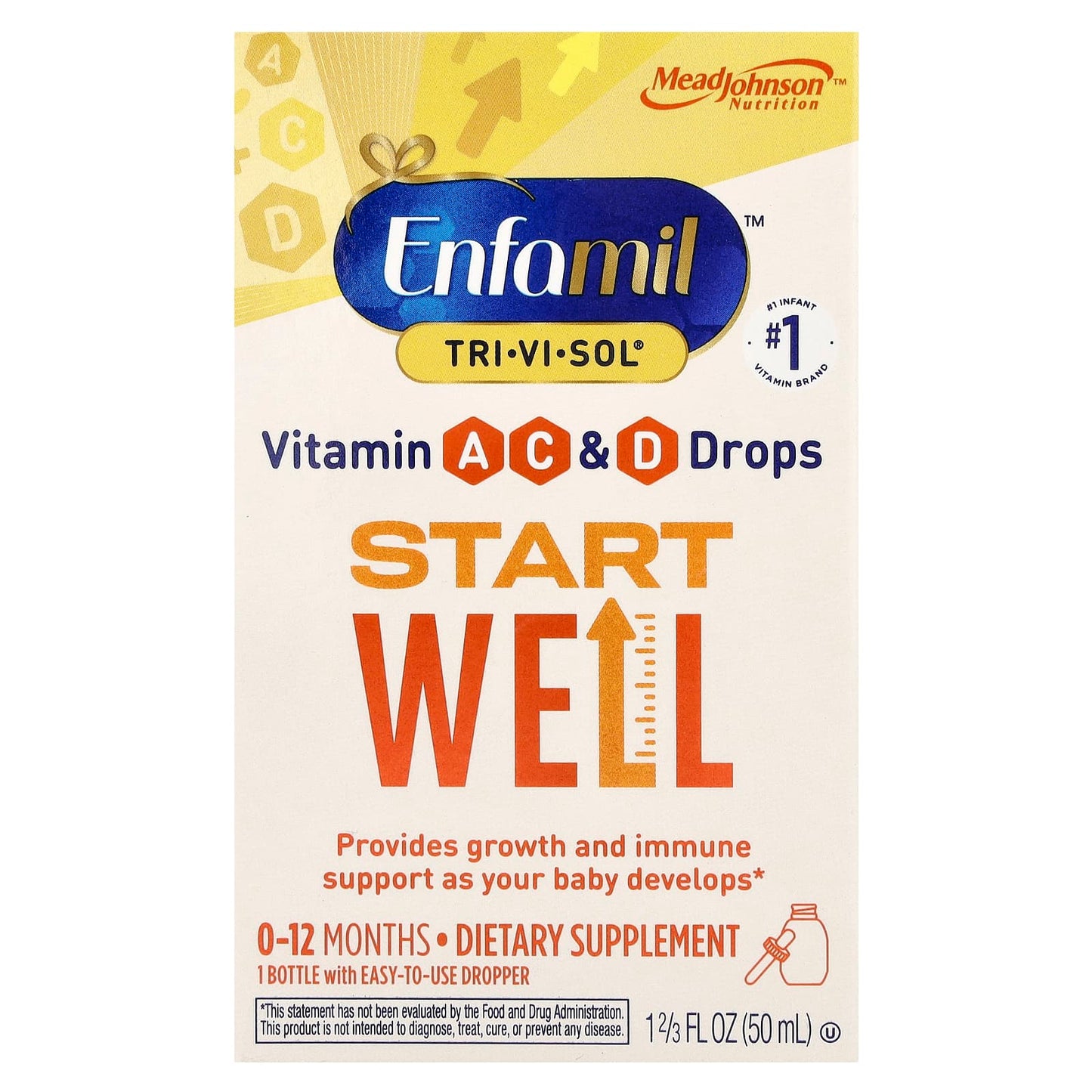 Enfamil
Tri-Vi-Sol®, Vitamin A, C & D Drops, Start Well, 0-12 Months, 1 2/3 fl oz (50 ml)
