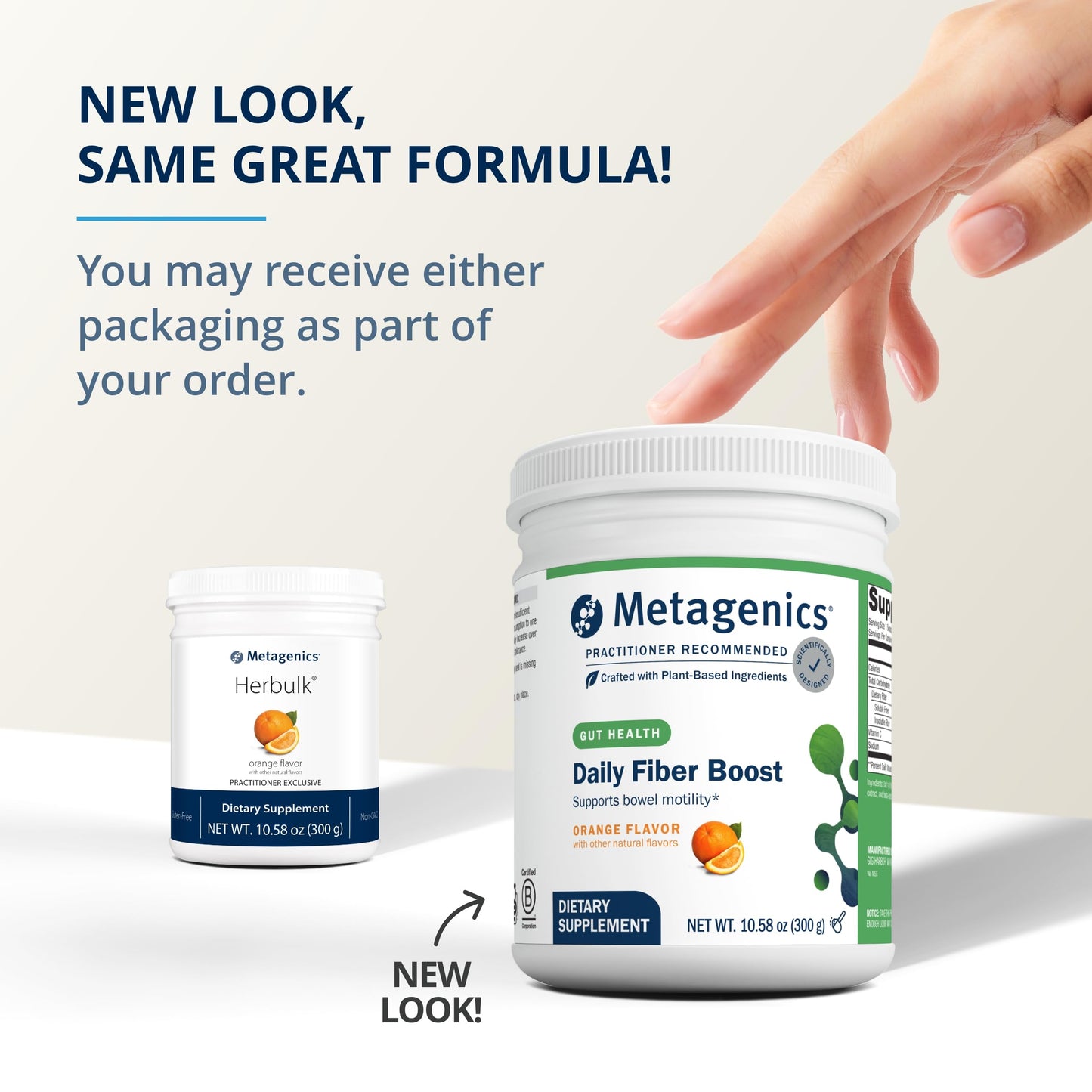 Metagenics Herbulk Powder - 7 Grams Dietary Fiber - Fiber Support Supplement* - Intestinal Health* - Non-GMO, Gluten-Free & Vegetarian - Orange Flavor - 10.58 oz