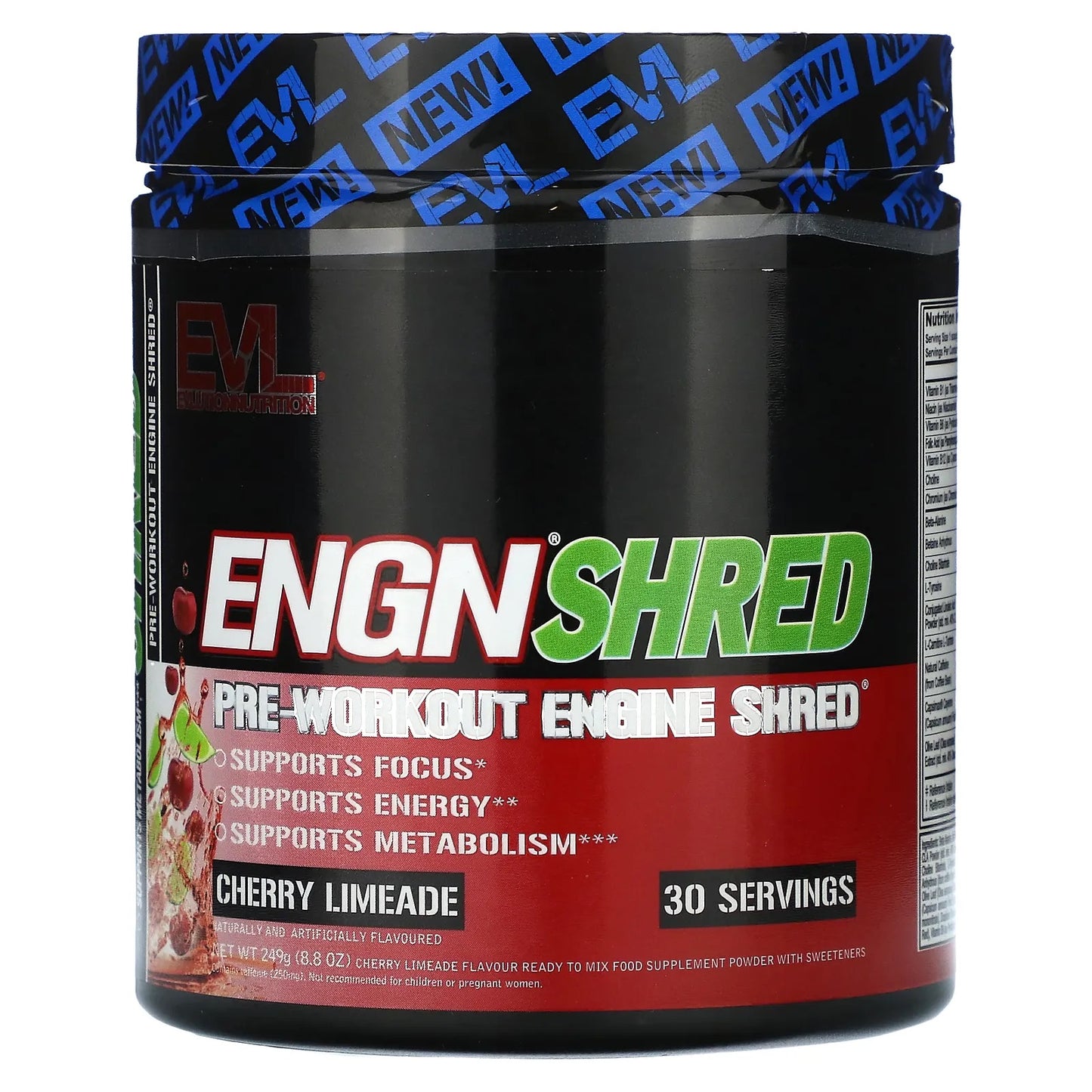 EVLution Nutrition
ENGN Shred, Pre-Workout Engine Shred, Cherry Limeade, 8.8 oz (249 g)