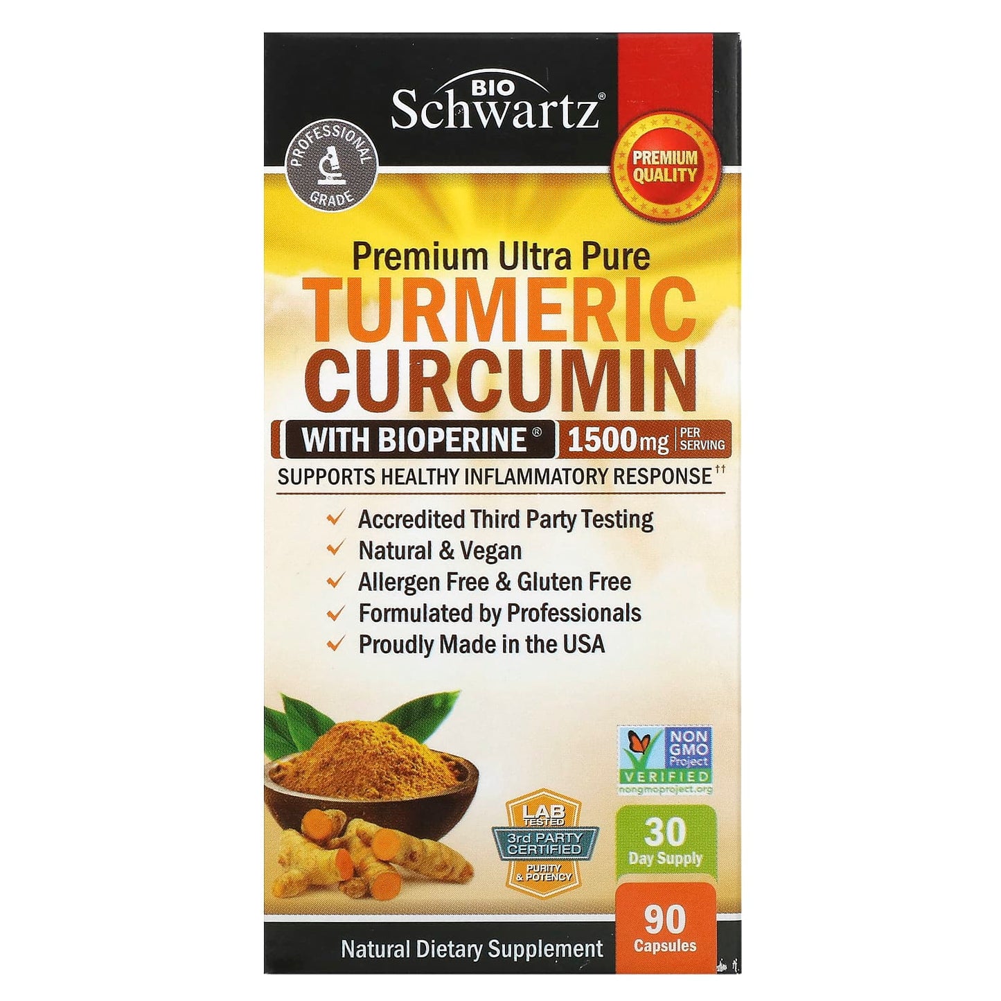 BioSchwartz
Turmeric Curcumin with Bioperine, 1,500 mg, 90 Capsules (500 mg per Capsule)