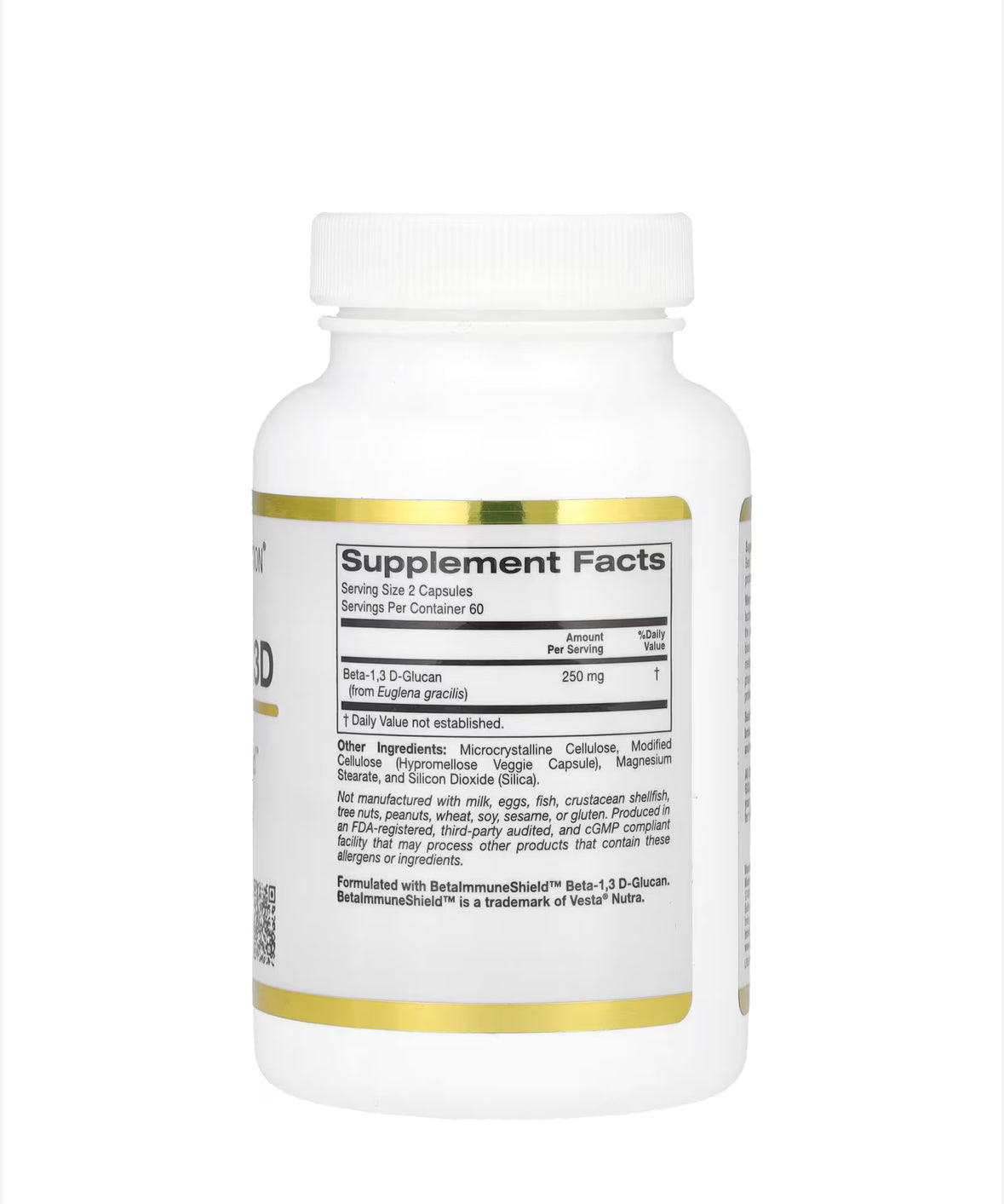 CALIFORNIA GOLD NUTRITION BETA GLUCAN 1,3D WITH BETAIMMUNESHIELD