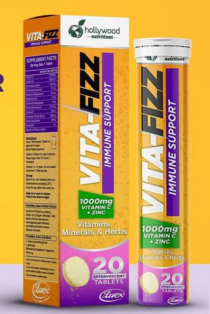 HOLLYWOOD NUTRITION VITA-FIZZ IMMUNE SUPPORT 1000MG VITAMIN C + ZINC