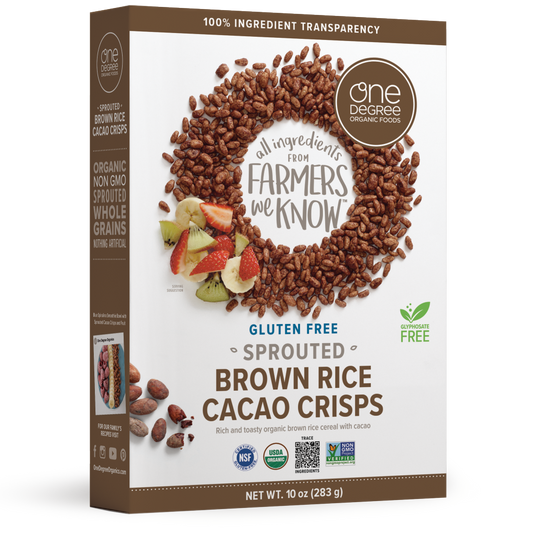 ONE DEGREE ORGANIC FOODS SPROUTED BROWN RICE CACAO CRISPS