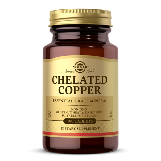 SOLGAR CHELATED COPPER, 100 TABLETS