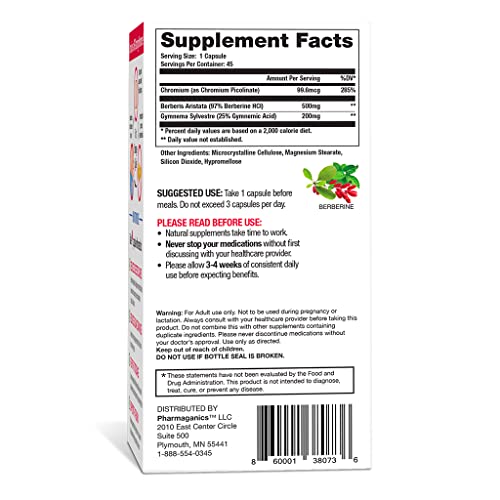 Pharmaganics Dr. Stephanie's Mealtime Carb & Sugar Blocker - Berberine & Gymnena Supplement - Reduces Digested Carbs & Weight