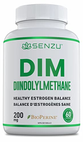 DIM Supplement (200mg) – Estrogen Balance & Metabolism, Menopause, Bloating, Acne, & PMS Relief for Women | Diindolylmethane Supplements by Senzu Health – 60 Pills