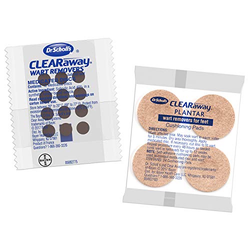 Dr. Scholl's Clear Away Wart Remover Salicylic Acid 24 medicated cover up discs. Clinically Proven Fast, effective removal of Common Warts and Plantar Warts