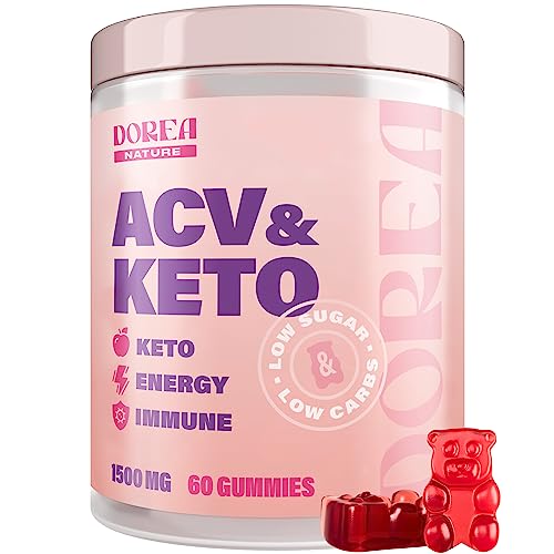 Dorea Nature ACV Keto Gummies 1500 mg - Low Carbs Low Sugar Natural Apple Cider Vinegar Gummies for Energy, Detox & Cleanse - Keto ACV Gummies for Women & Men - 60 psc