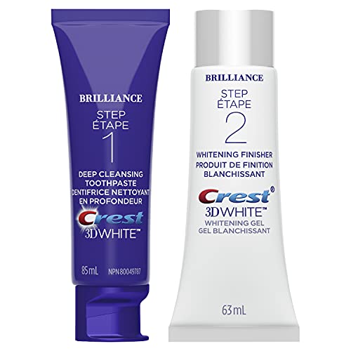 Crest 3D White Brilliance Toothpaste and Whitening Gel 2 Step System - 85 ml and 63 ml Tubes, packaging may vary