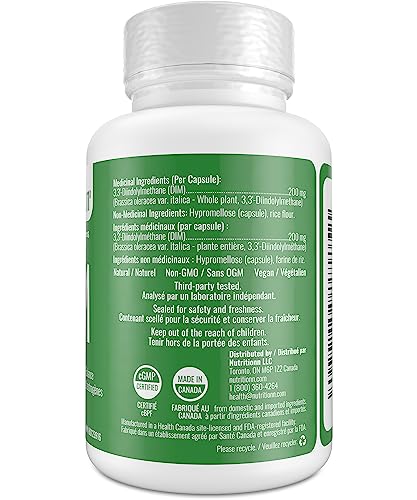 DIM Supplement for Women and Men by Nutritionn - Promotes Estrogen Balance and Metabolism - 200 mg Capsules of Natural Diindolylmethane (DIM) - 62 Servings