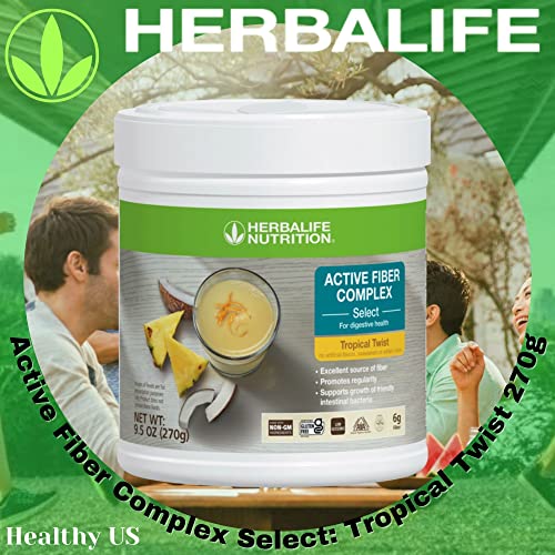 HERBALIFE Active Fiber Complex Select: Tropical Twist 270g for Digestive Health, No Artificial Flavors or Sweeteners, Gluten-Free, Made with Non-GM Ingredients, Certified Vegetarian