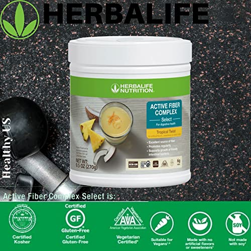 HERBALIFE Active Fiber Complex Select: Tropical Twist 270g for Digestive Health, No Artificial Flavors or Sweeteners, Gluten-Free, Made with Non-GM Ingredients, Certified Vegetarian