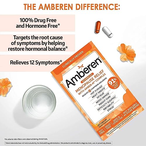 Amberen: Safe Multi-Symptom Menopause Relief Clinically Shown to Relieve 12 Menopause Symptoms: Hot Flashes, Night Sweats, Mood Swings, Low Energy and More. 1 Month Supply