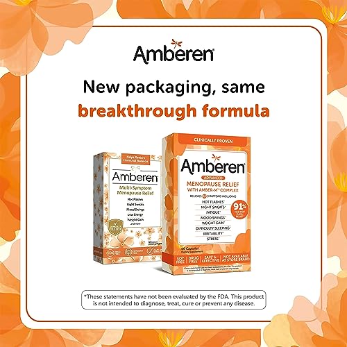 Amberen: Safe Multi-Symptom Menopause Relief Clinically Shown to Relieve 12 Menopause Symptoms: Hot Flashes, Night Sweats, Mood Swings, Low Energy and More. 1 Month Supply