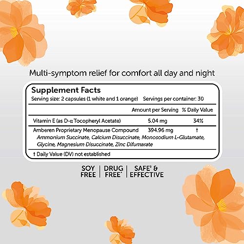 Amberen: Safe Multi-Symptom Menopause Relief Clinically Shown to Relieve 12 Menopause Symptoms: Hot Flashes, Night Sweats, Mood Swings, Low Energy and More. 1 Month Supply