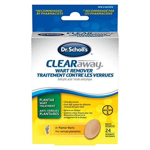 Dr. Scholl's Clear Away Wart Remover Salicylic Acid 24 medicated cover up discs. Clinically Proven Fast, effective removal of Common Warts and Plantar Warts