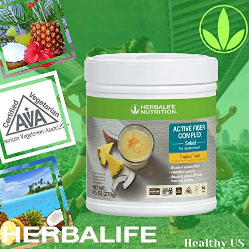 HERBALIFE Active Fiber Complex Select: Tropical Twist 270g for Digestive Health, No Artificial Flavors or Sweeteners, Gluten-Free, Made with Non-GM Ingredients, Certified Vegetarian