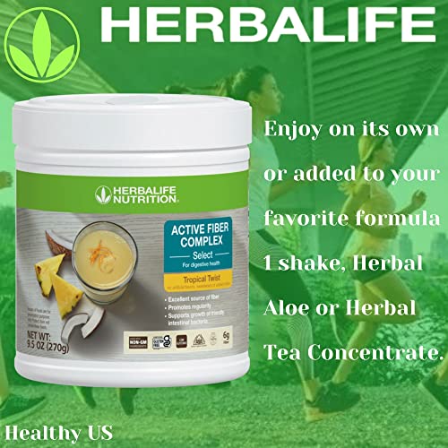 HERBALIFE Active Fiber Complex Select: Tropical Twist 270g for Digestive Health, No Artificial Flavors or Sweeteners, Gluten-Free, Made with Non-GM Ingredients, Certified Vegetarian