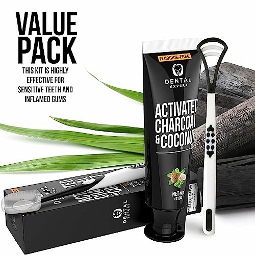 Activated Charcoal Teeth Whitening Toothpaste - DESTROYS BAD BREATH - Best Natural Black Tooth Paste Kit - MINT FLAVOR - Herbal Decay Treatment - REMOVES COFFEE STAINS