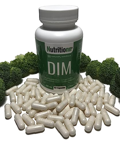 DIM Supplement for Women and Men by Nutritionn - Promotes Estrogen Balance and Metabolism - 200 mg Capsules of Natural Diindolylmethane (DIM) - 62 Servings