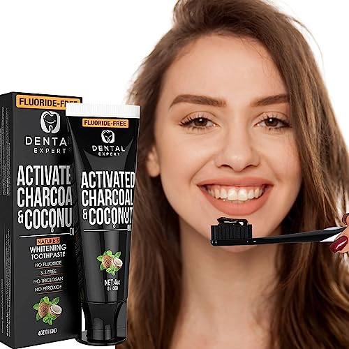 Activated Charcoal Teeth Whitening Toothpaste - DESTROYS BAD BREATH - Best Natural Black Tooth Paste Kit - MINT FLAVOR - Herbal Decay Treatment - REMOVES COFFEE STAINS