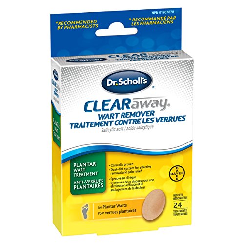 Dr. Scholl's Clear Away Wart Remover Salicylic Acid 24 medicated cover up discs. Clinically Proven Fast, effective removal of Common Warts and Plantar Warts