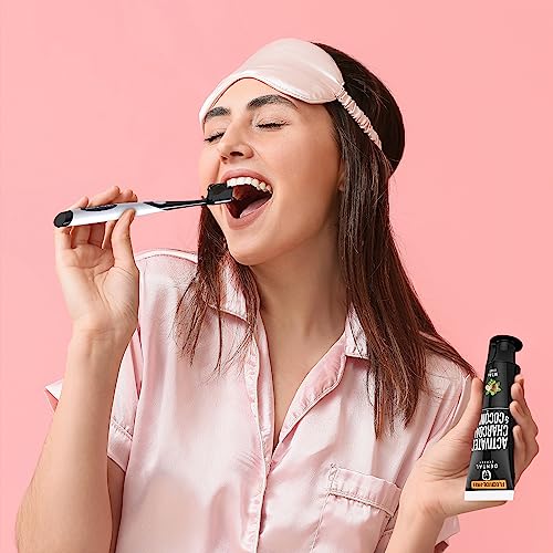 Activated Charcoal Teeth Whitening Toothpaste - DESTROYS BAD BREATH - Best Natural Black Tooth Paste Kit - MINT FLAVOR - Herbal Decay Treatment - REMOVES COFFEE STAINS