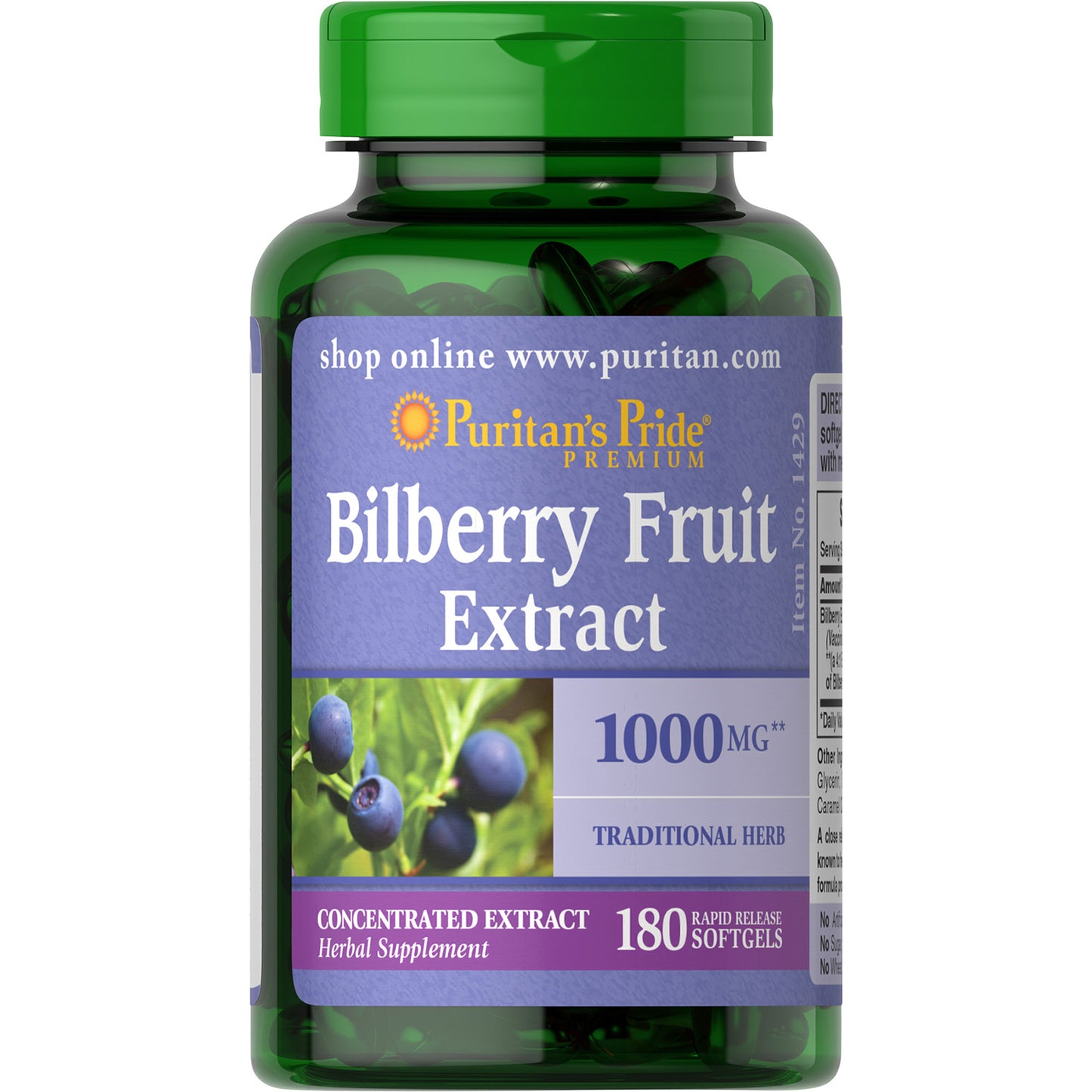 PURITAN’S PRIDE BILBERRY FRUIT EXTRACT 1000MG