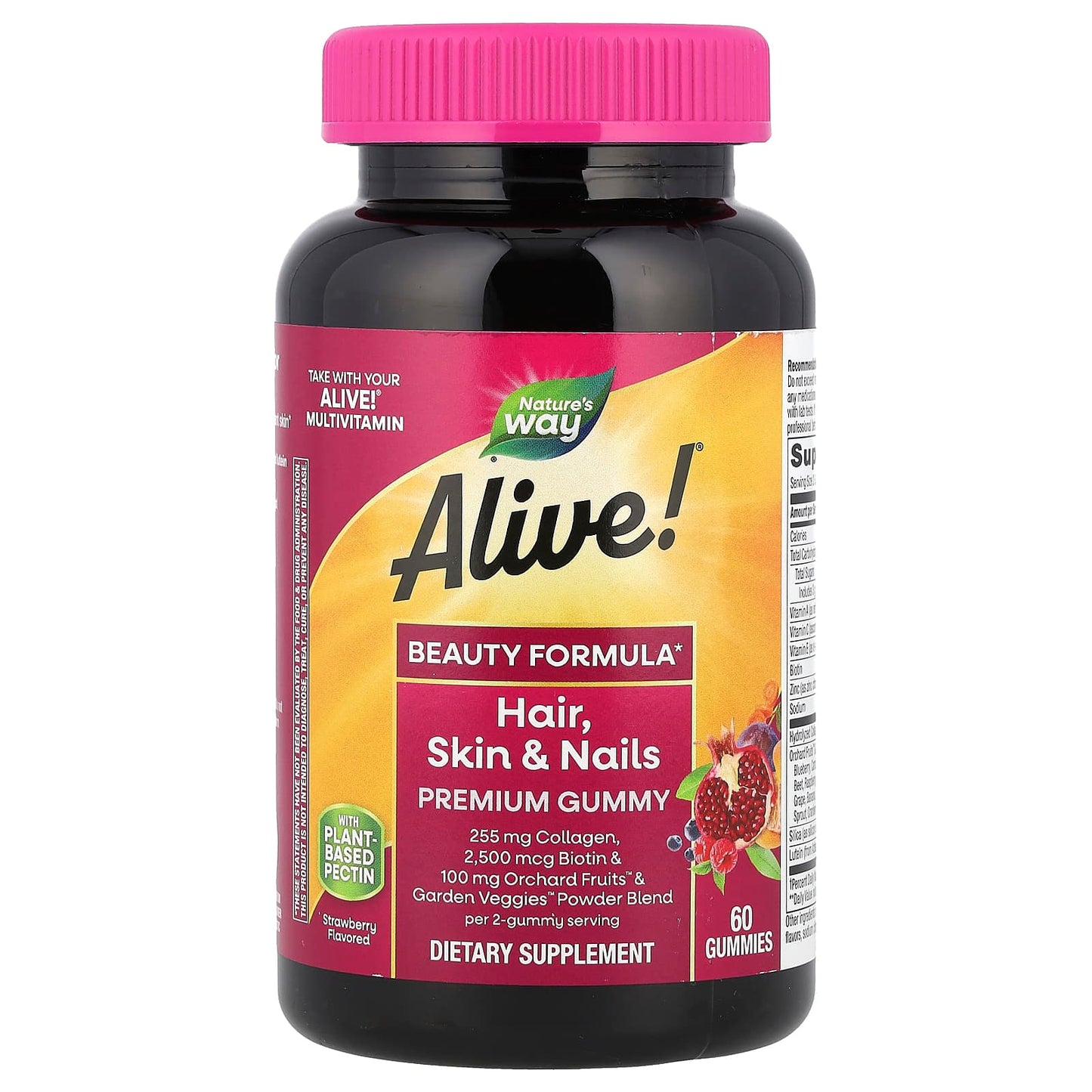 Nature’s way, Alive!® Hair, Skin & Nails Premium Gummy, Strawberry, 60 Gummies