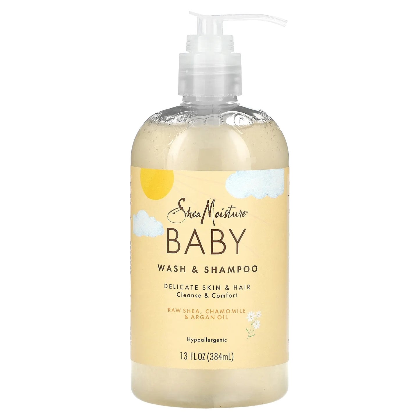 SheaMoisture
Baby Wash & Shampoo, Raw Shea, Chamomile & Argan Oil, 13 fl oz (384 ml)