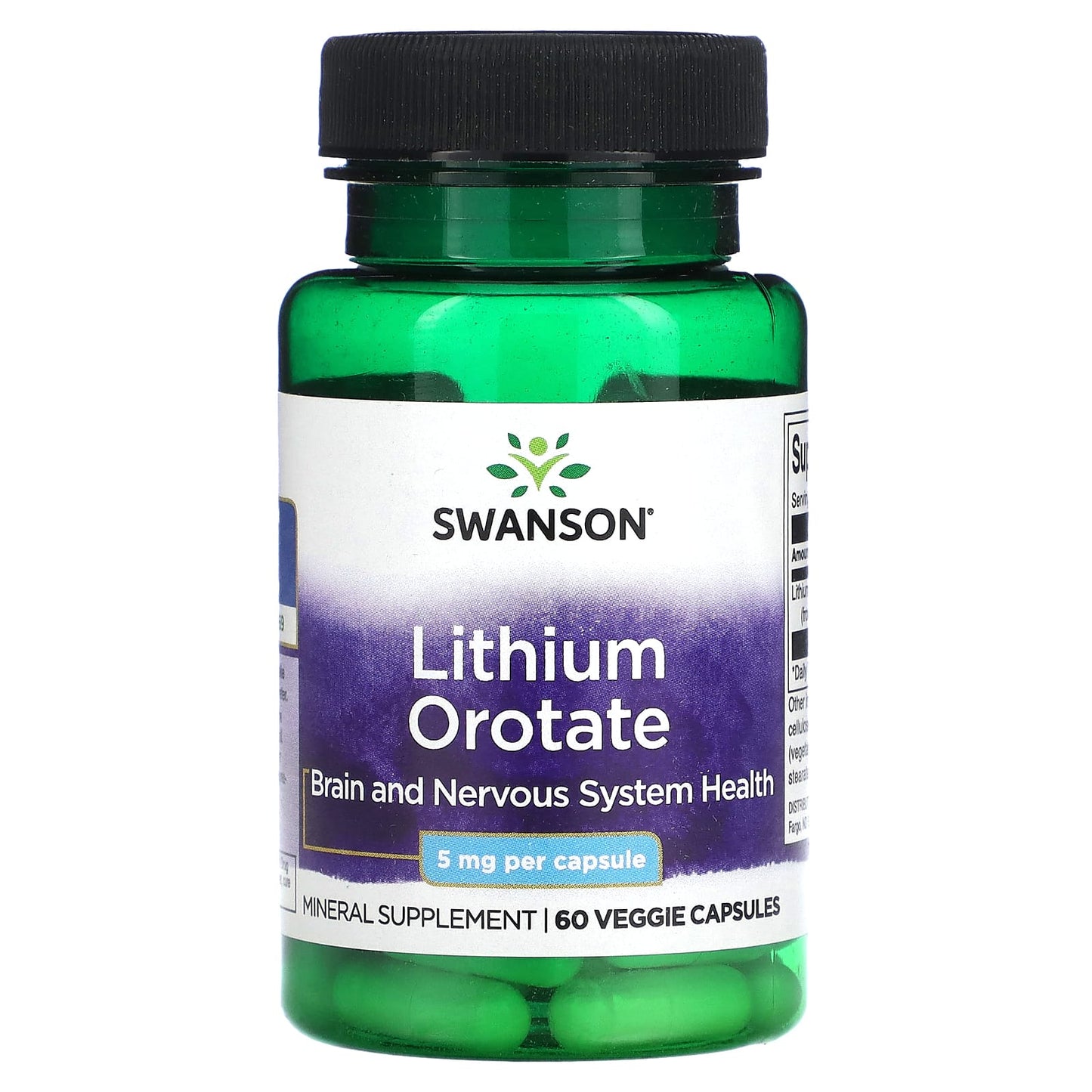 Swanson
Lithium Orotate, 5 mg, 60 Veggie Capsules