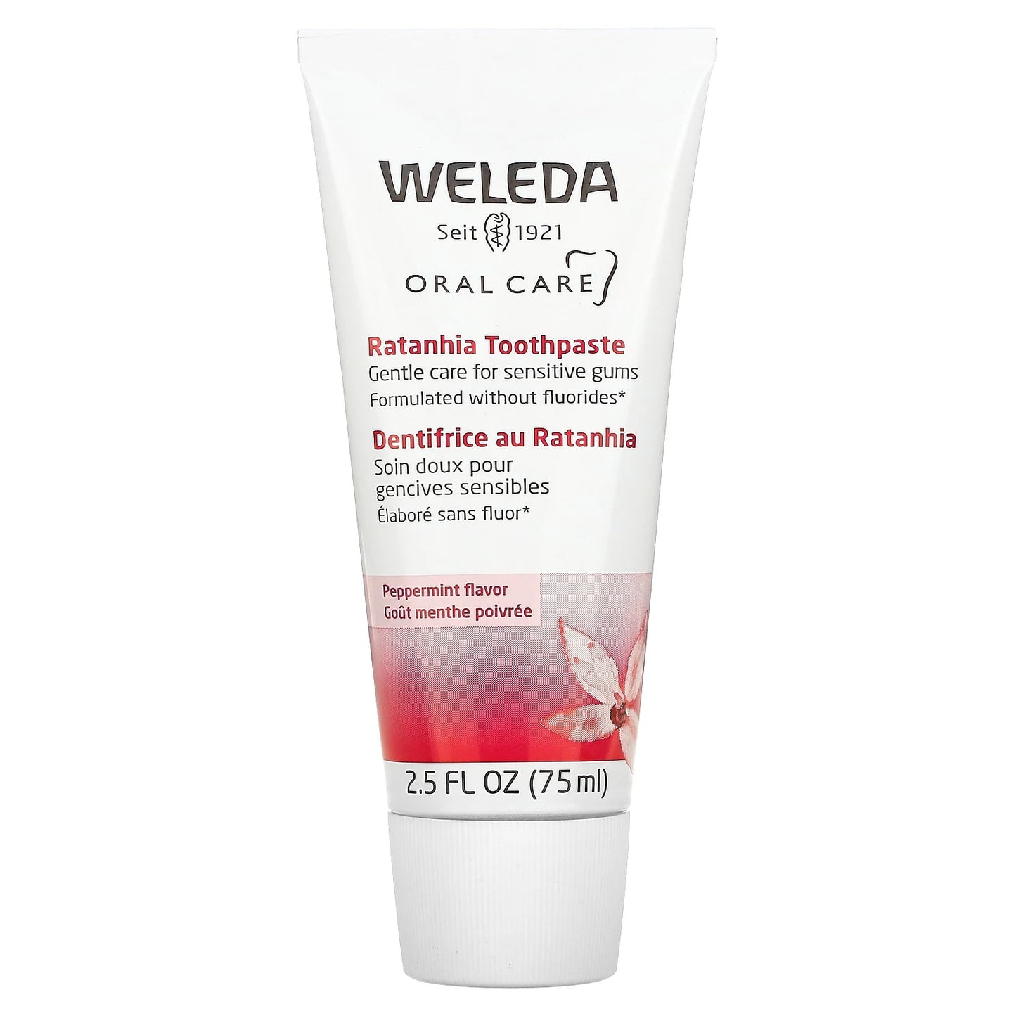 Weleda
Oral Care, Ratanhia Toothpaste, Peppermint, 2.5 fl oz (75 ml)