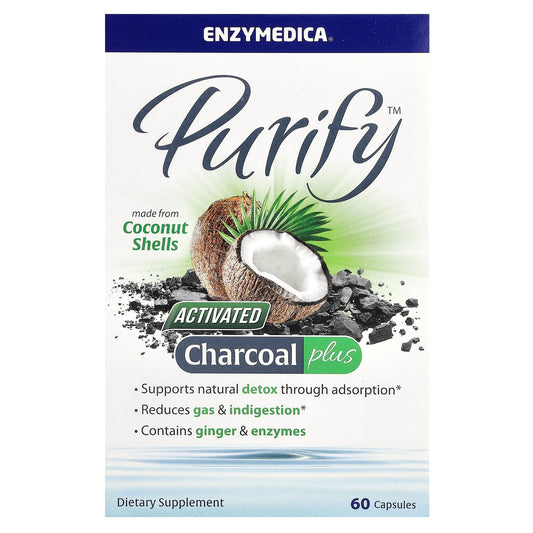 Enzymedica,Purify, Activated Charcoal Plus, 60 Capsules