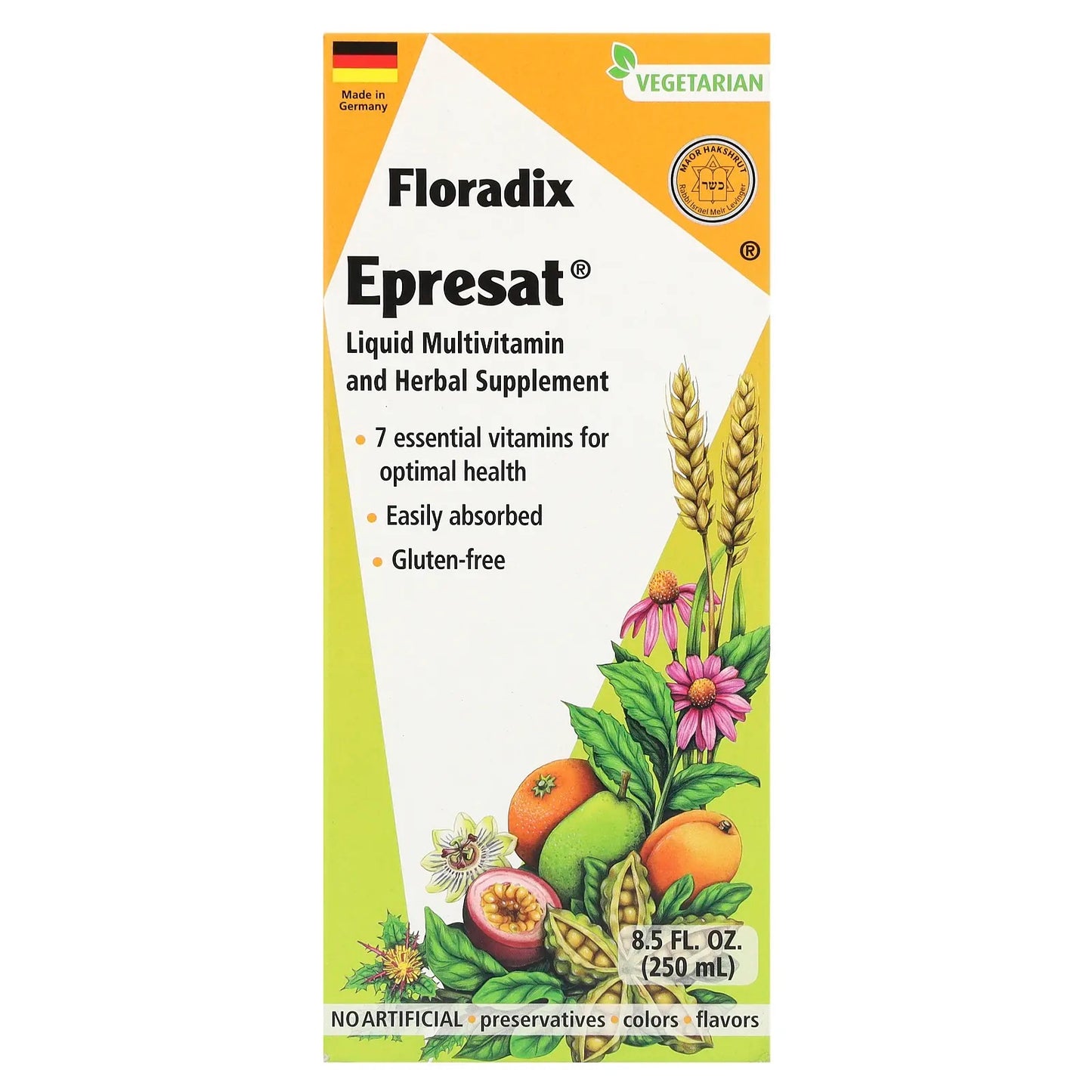 Floradix
Epresat, Liquid Multivitamin and Herbal Supplement, 8.5 fl oz (250 ml)