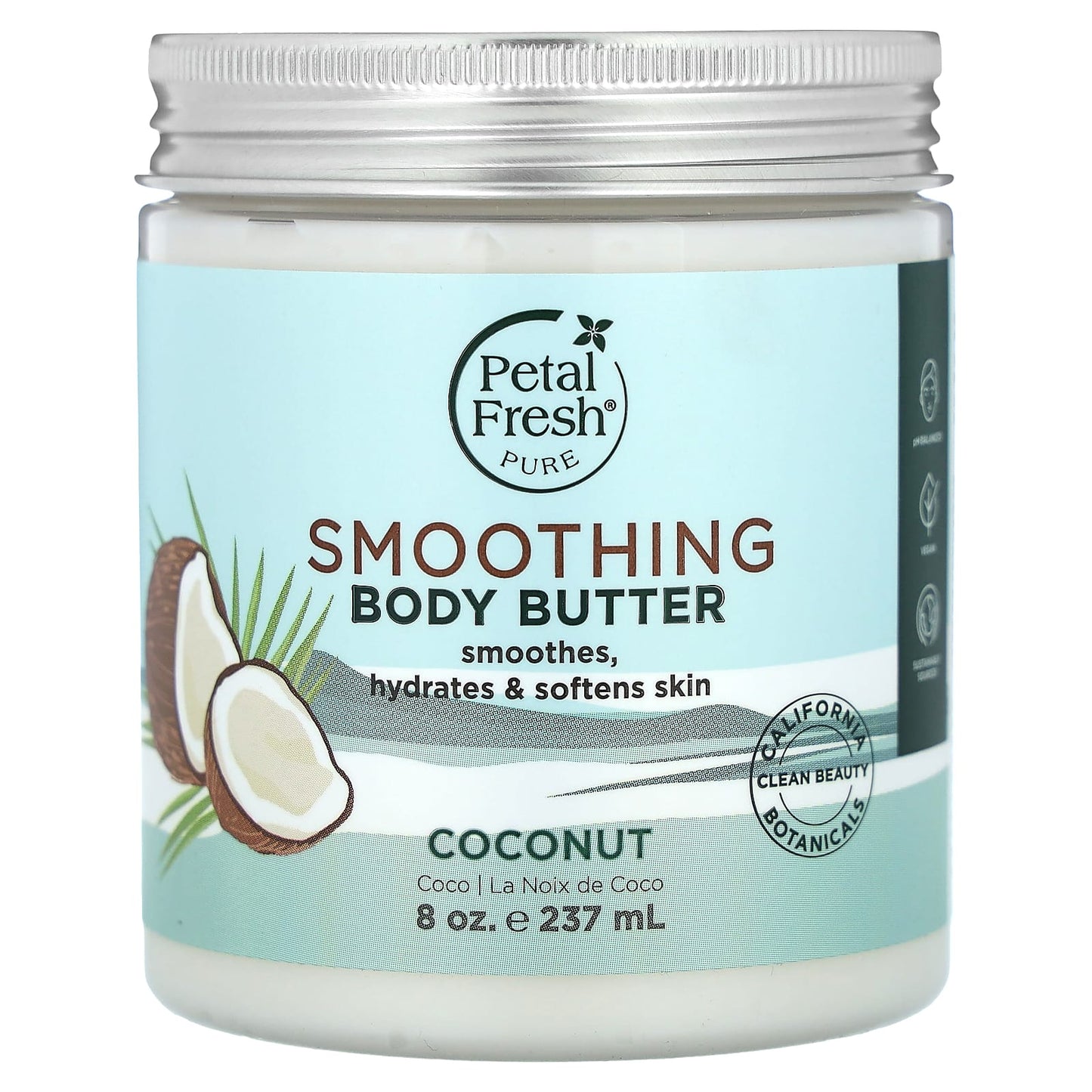 Petal Fresh
Pure, Smoothing Body Butter, Coconut, 8 oz (237 ml)