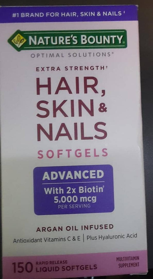 NATURE’S BOUNTY EXTRA STRENGTH HAIR, SKIN & NAILS ADVANCED, 150 LIQUID SOFTGELS