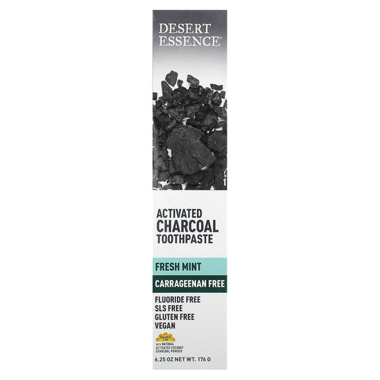 Desert Essence
Activated Charcoal Toothpaste, Fresh Mint, 6.25 oz (176 g)