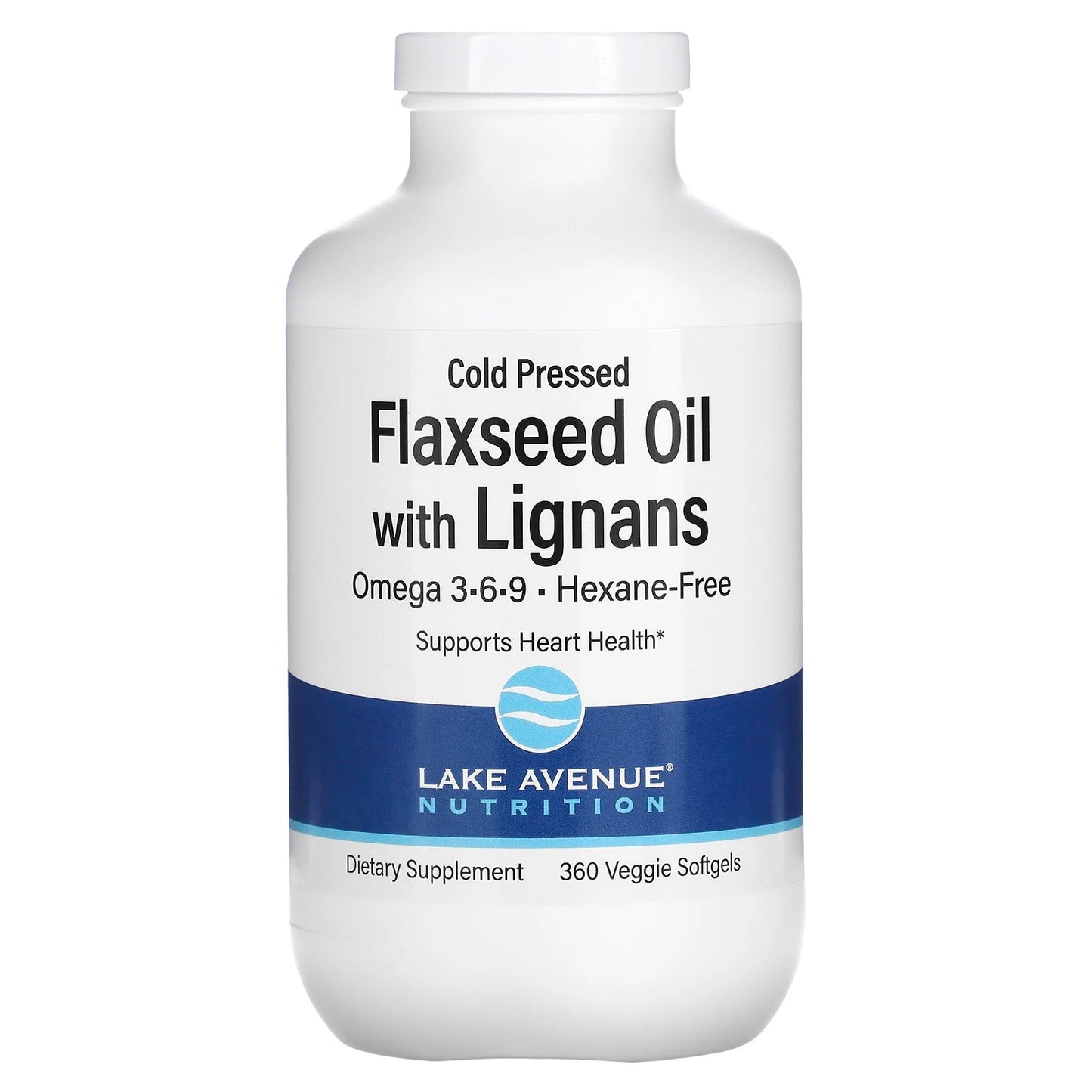 Lake Avenue Nutrition
Cold Pressed Flaxseed Oil with Lignans, 360 Veggie Softgels