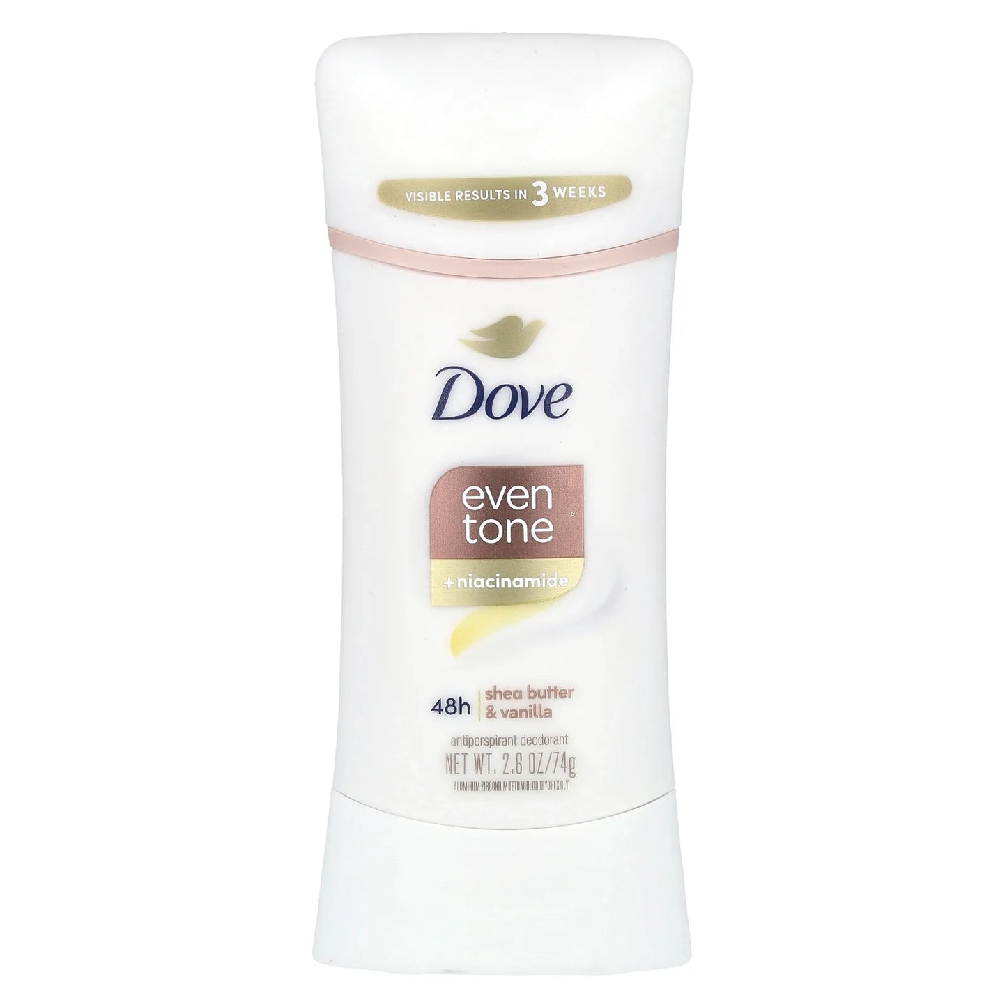 Dove
Even Tone + Niacinamide, Antiperspirant Deodorant, Shea Butter & Vanilla, 2.6 oz (74 g)