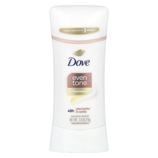 Dove
Even Tone + Niacinamide, Antiperspirant Deodorant, Shea Butter & Vanilla, 2.6 oz (74 g)