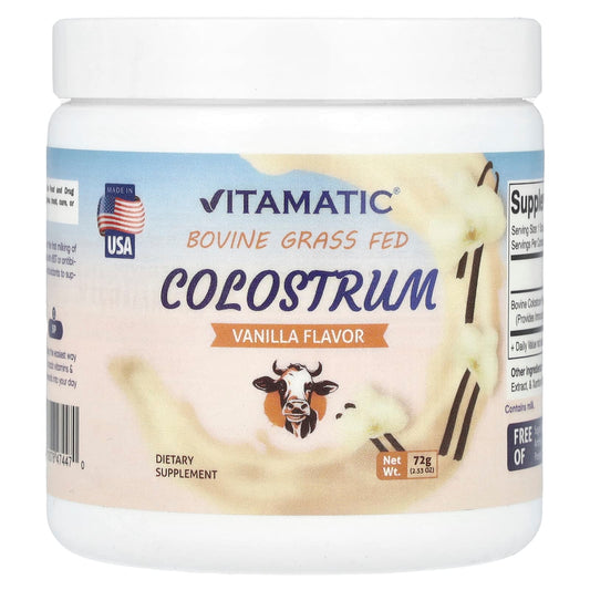 Vitamatic
Bovine Grass Fed Colostrum, Vanilla, 2.53 oz (72 g)