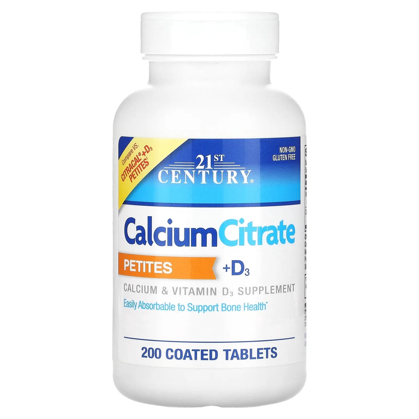 21st Century
Calcium Citrate Petites + D3, 200 Coated Tablets