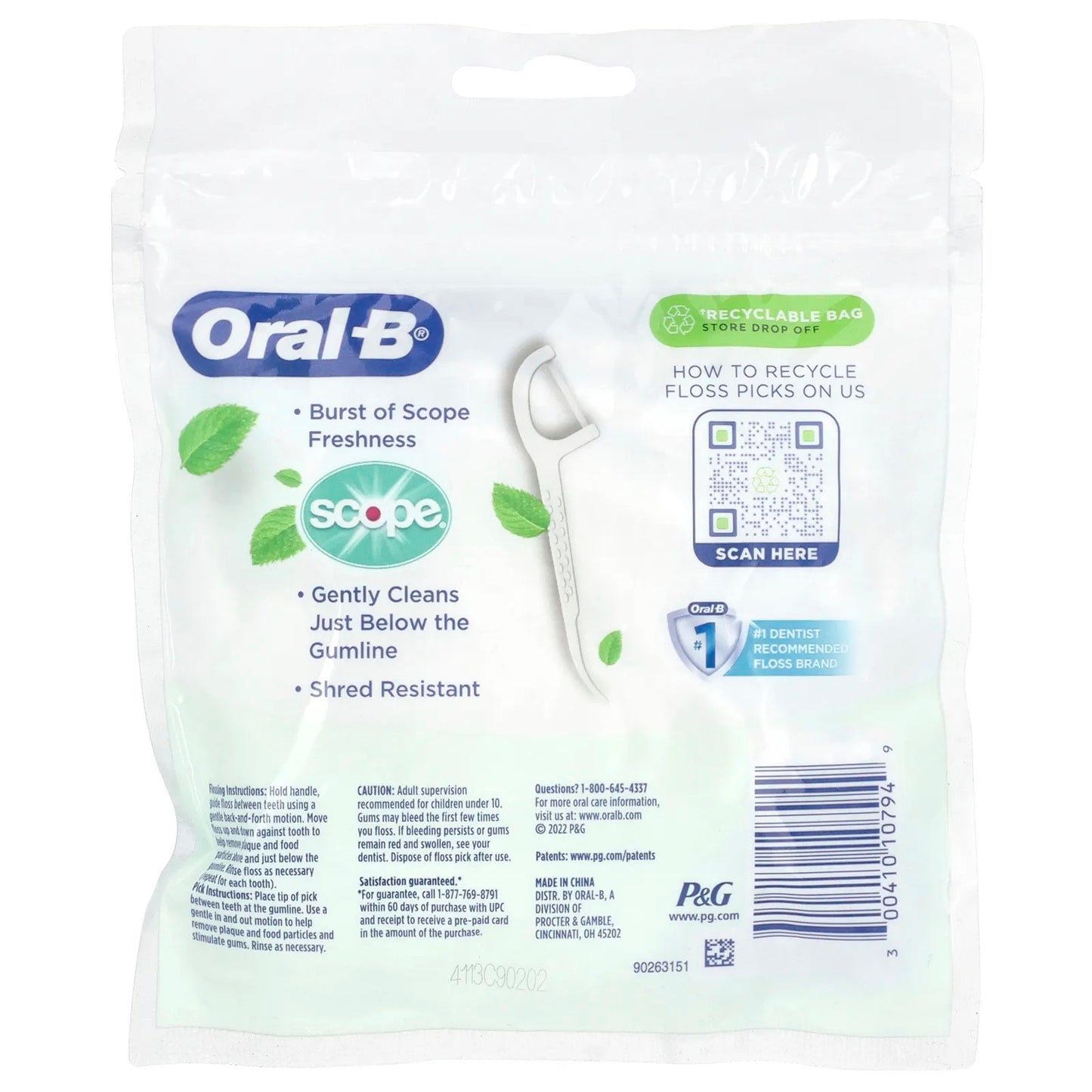 Oral-B
Scope Floss Picks, Fresh Mint, 75 Floss Picks