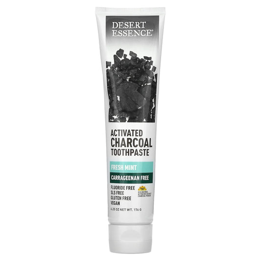 Desert Essence
Activated Charcoal Toothpaste, Fresh Mint, 6.25 oz (176 g)