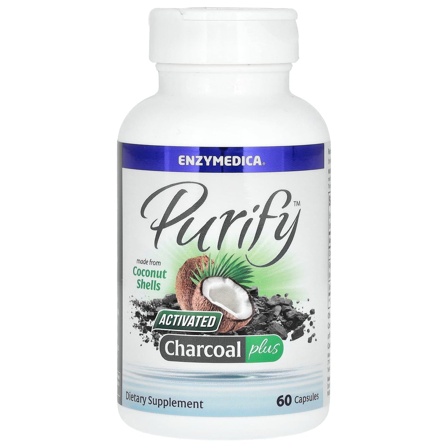 Enzymedica,Purify, Activated Charcoal Plus, 60 Capsules