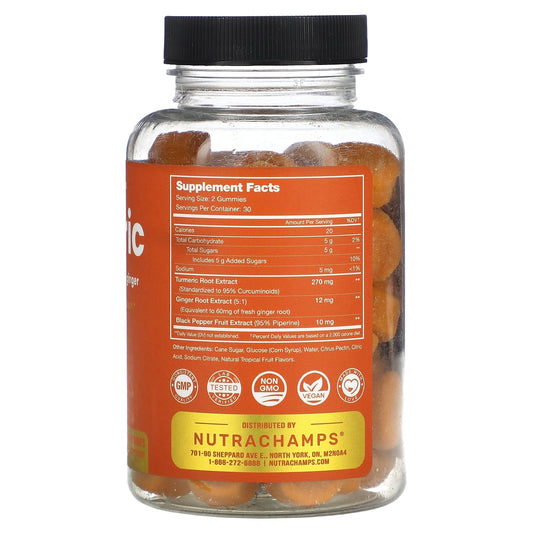 utraChamps
Turmeric, Natural Tropical Fruit, 60 Vegan Gummies