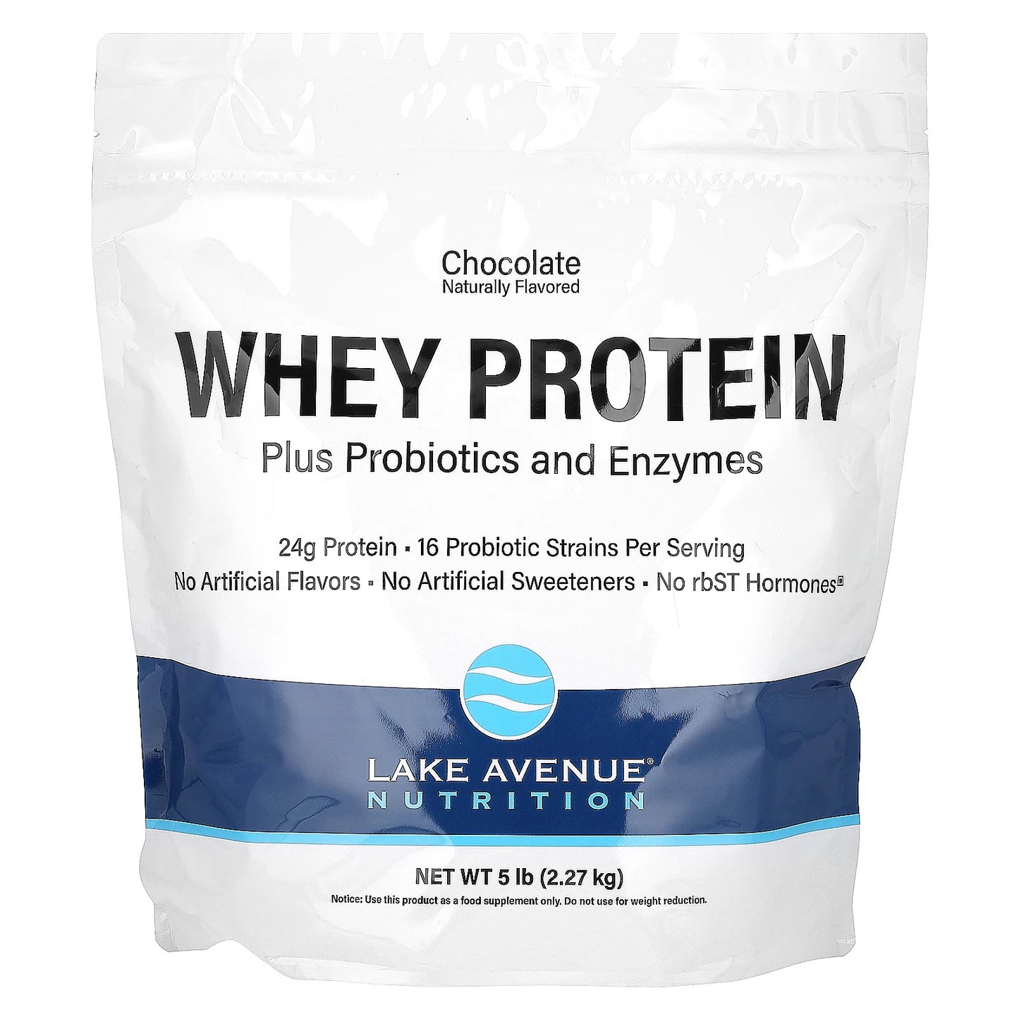 Lake Avenue Nutrition
Whey Protein + Probiotics, Chocolate, 5 lb (2.27 kg)