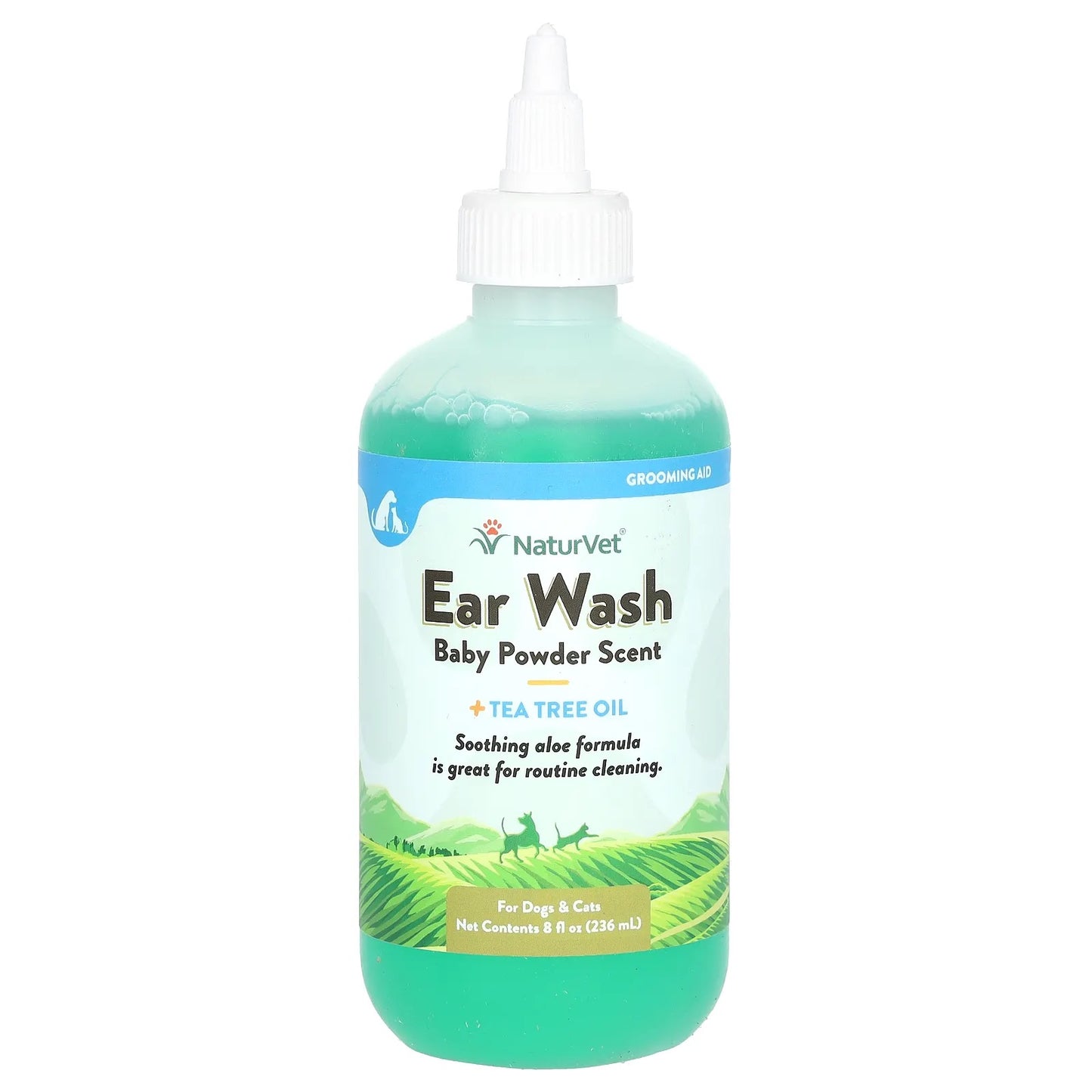 NaturVet
Ear Wash + Tea Tree Oil, For Dogs & Cats, Baby Powder Scent, 8 fl oz (236 ml)