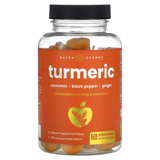 utraChamps
Turmeric, Natural Tropical Fruit, 60 Vegan Gummies