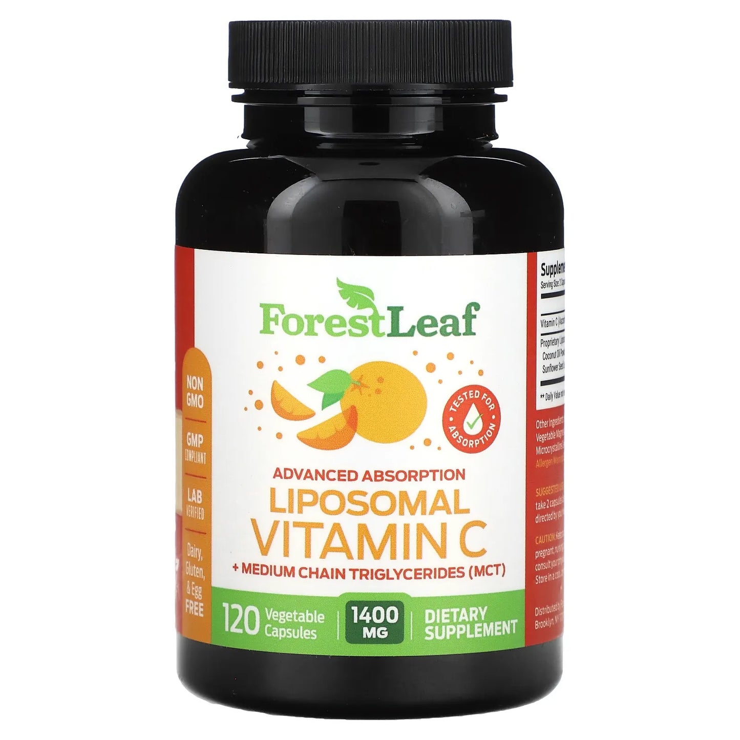 Forest Leaf
Liposomal Vitamin C, 1,400 mg, 120 Vegetable Capsules (700 mg per Capsule)